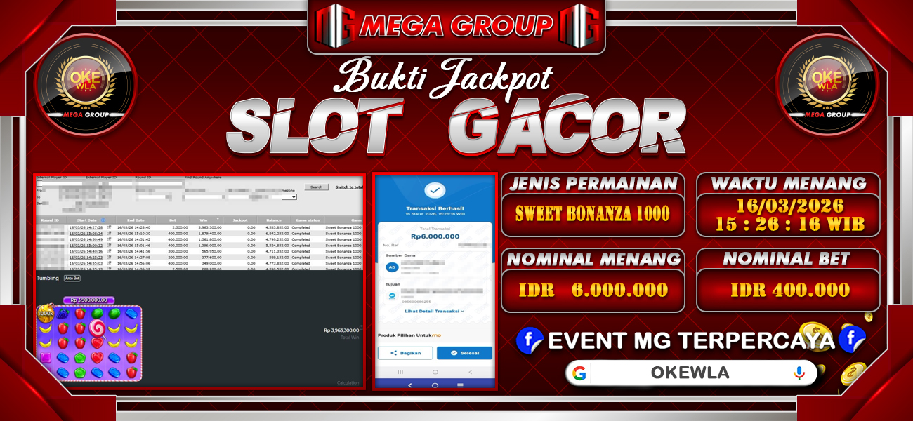 Bukti JP situs Okewla hari Senin, 16 Maret 2026