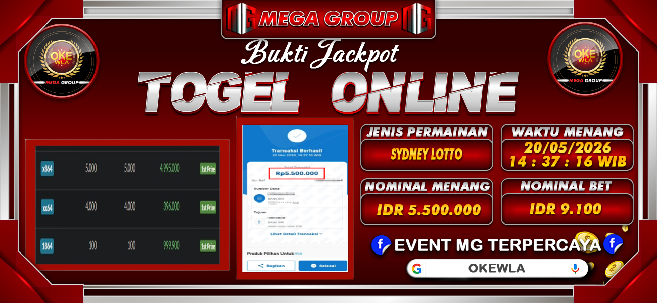 Bukti JP situs Okewla hari Rabu, 20 Mei 2026