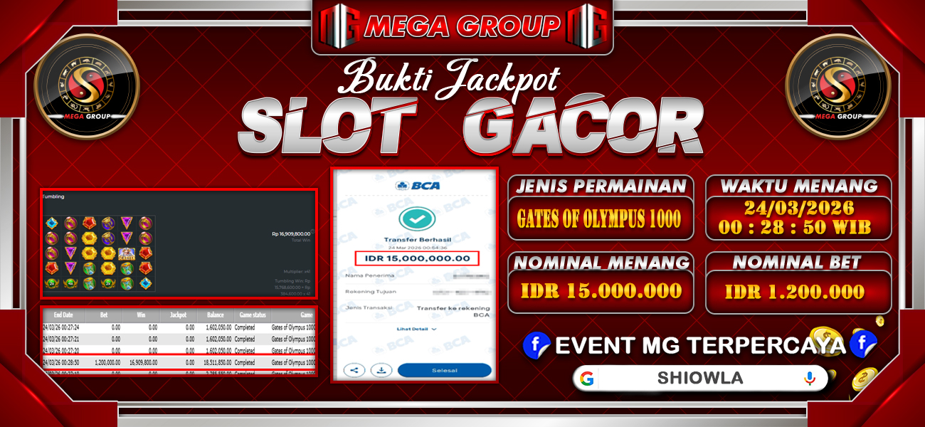 Bukti JP situs Shiowla hari Selasa, 24 Maret 2026